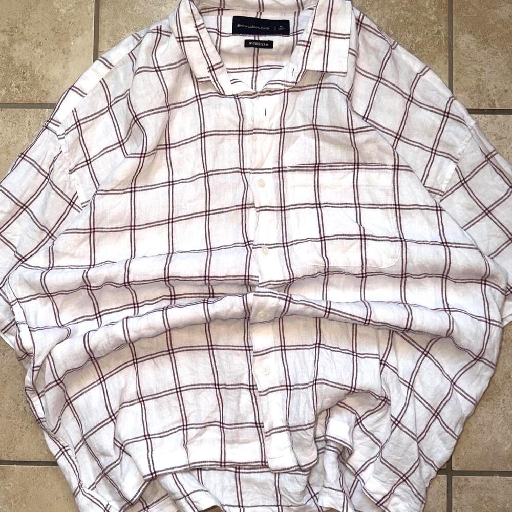 Abercrombie & Fitch Oversized Short Sleeve Button Up Shirt - Size XL